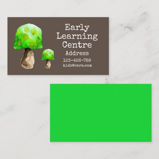 アーリー学ズデイケアかわいいキノコの名刺 名刺 (正面/裏面)