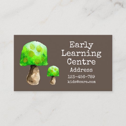 アーリー学ズデイケアかわいいキノコの名刺 名刺 (正面)