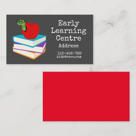 アーリー学ズ・センター就学前のビジネスのブックワーム 名刺 (正面/裏面)
