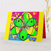 アールインスパイアイエローピンク緑の花びら カード (黄色い花)