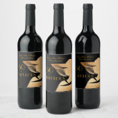 アールエレガントデコ金ゴールドフィフティ&ファブラスデザイン ワインラベル (ボトル)