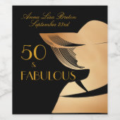 アールエレガントデコ金ゴールドフィフティ&ファブラスデザイン ワインラベル (シングルラベル)