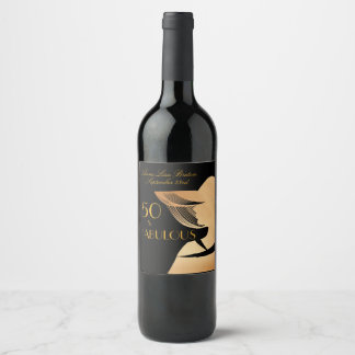 アールエレガントデコ金ゴールドフィフティ&ファブラスデザイン ワインラベル