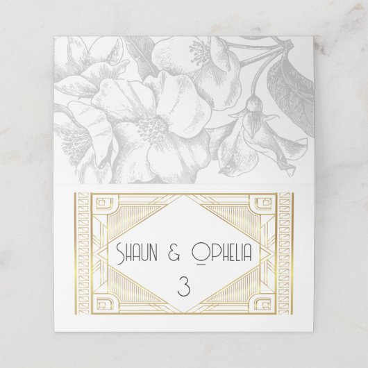 アールエレガントデコ金ゴールド折り畳み座席表 プレイスカード (外部開封)