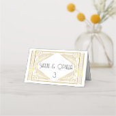 アールエレガントデコ金ゴールド折り畳み座席表 プレイスカード (正面)