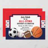 アールスター誕生日パーティー-スポーツ 招待状 (正面/裏面)