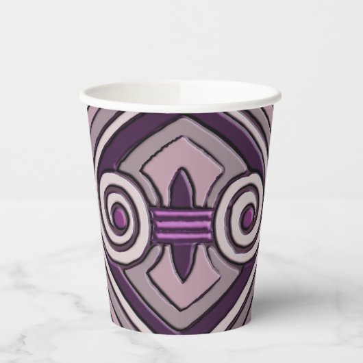 アールデコが持続する（ミュートされた紫色） 紙コップ (左)