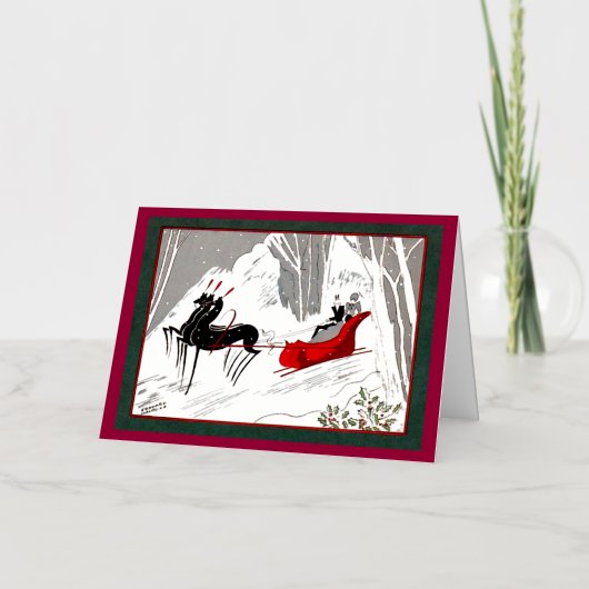 アールデコそり 箔グリーティングカード (正面)