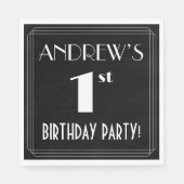 アールデコで最初の誕生日パーティーを見る名前をカスタムする スタンダードランチョンナプキン (正面)