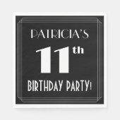 アールデコで11th誕生日パーティーを見る名前をカスタムする スタンダードランチョンナプキン (正面)