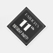 アールデコで11th誕生日パーティーを見る名前をカスタムする スタンダードランチョンナプキン (角)