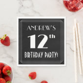 アールデコで12th誕生日パーティーを見る名前をカスタムする スタンダードランチョンナプキン (インサイチュ)