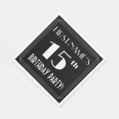 アールデコで15th誕生日パーティーを見る名前をカスタムする スタンダードランチョンナプキン (角)