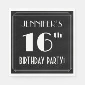 アールデコで16th誕生日パーティーを見る名前をカスタムする スタンダードランチョンナプキン (正面)