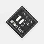 アールデコで16th誕生日パーティーを見る名前をカスタムする スタンダードランチョンナプキン (角)