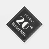 アールデコで20歳の誕生日パーティーを見る名前をカスタムする スタンダードランチョンナプキン (角)