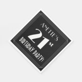 アールデコで21歳の誕生日パーティーを見る名前をカスタムする スタンダードランチョンナプキン (角)