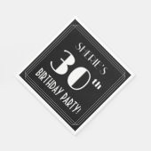 アールデコで30歳の誕生日パーティーを見る名前をカスタムする スタンダードランチョンナプキン (角)