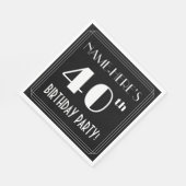 アールデコで40歳の誕生日パーティーを見る名前をカスタムする スタンダードランチョンナプキン (角)