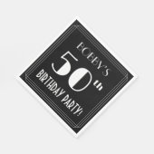 アールデコで50歳の誕生日パーティーを見る名前をカスタムする スタンダードランチョンナプキン (角)