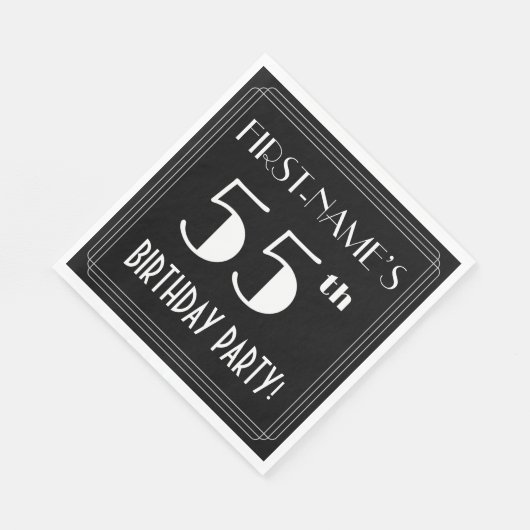 アールデコで55th誕生日パーティーを見る名前をカスタムする スタンダードランチョンナプキン (角)