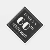 アールデコで60歳の誕生日パーティーを見る名前をカスタムする スタンダードランチョンナプキン (角)