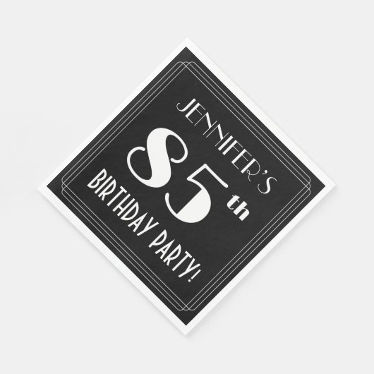 アールデコで85th誕生日パーティーを見る名前をカスタムする スタンダードランチョンナプキン (角)
