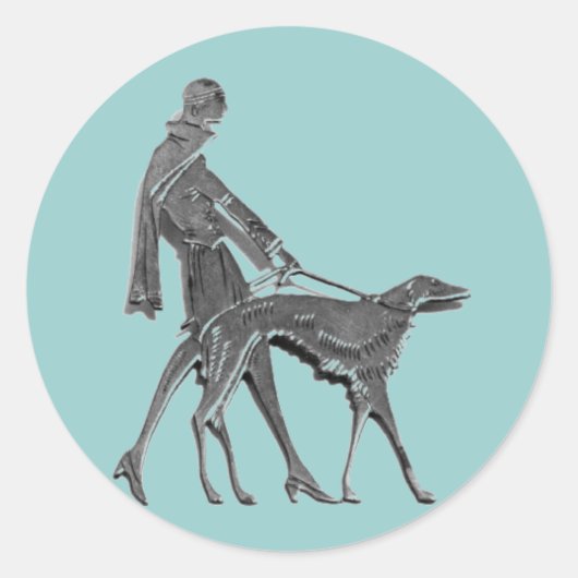 アールデコと犬 ラウンドシール (正面)