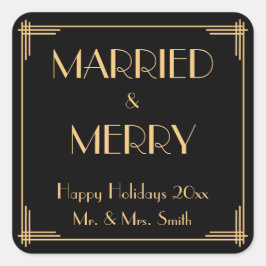 アールデコと結婚したメリークリスマスのシール スクエアシール