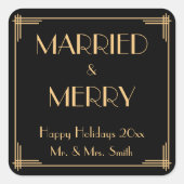 アールデコと結婚したメリークリスマスのシール スクエアシール (正面)