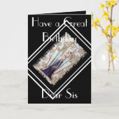 アールデコに素晴らしい誕生日SISの挨拶状があります カード (黄色い花)