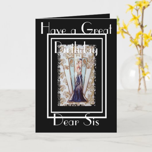 アールデコに素晴らしい誕生日SISの挨拶状があります カード (黄色い花)