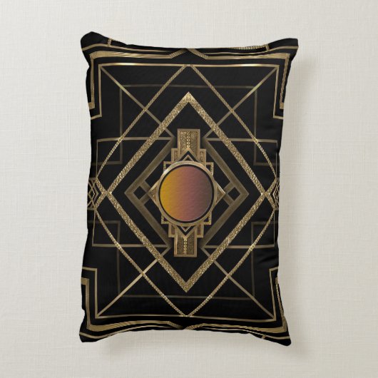 アールデコのアンティークの金ゴールド アクセントクッション (裏面(縦))