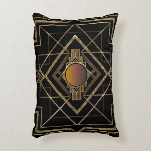 アールデコのアンティークの金ゴールド アクセントクッション (正面(垂直))