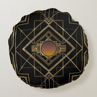アールデコのアンティークの金ゴールド ラウンドクッション