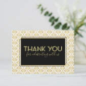 アールデコのイベントのパーティーの黒の金ゴールド サンキューカード (スタンド正面)