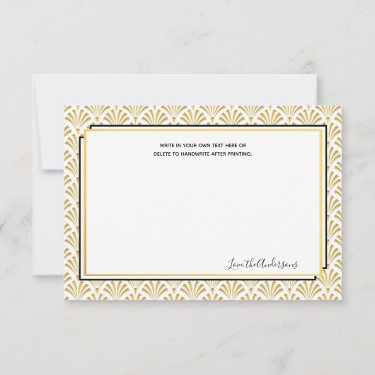 アールデコのイベントのパーティーの黒の金ゴールド サンキューカード (裏面)