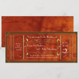 アールデコのウェディングチケット、レザーラグジュアリー 招待状