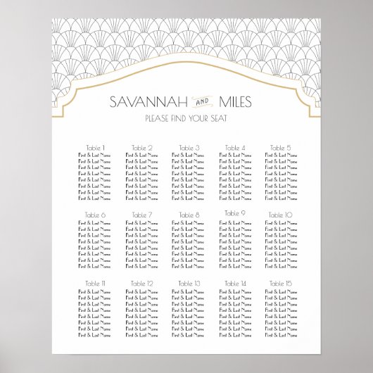 アールデコのカスタマイズ可能な座席表 ポスター (正面)