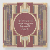 アールデコのカスタマイズ可能な聖句 ストーンコースター (正面)