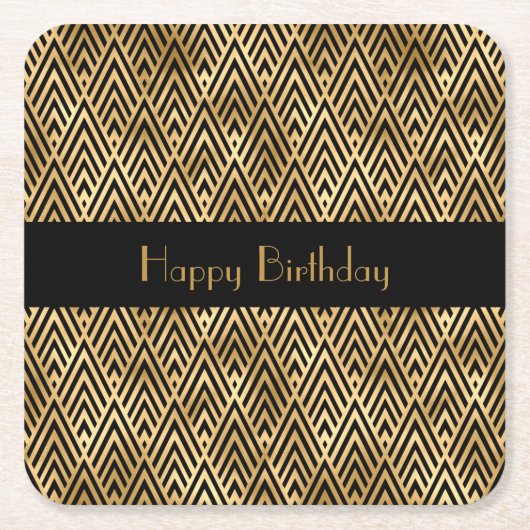 アールデコのカスタマイズ可能 スクエアペーパーコースター (正面)