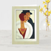 アールデコのカップルの20年代 カード (黄色い花)