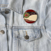 アールデコのクリスマスのサンタボタン 缶バッジ (インサイチュ)