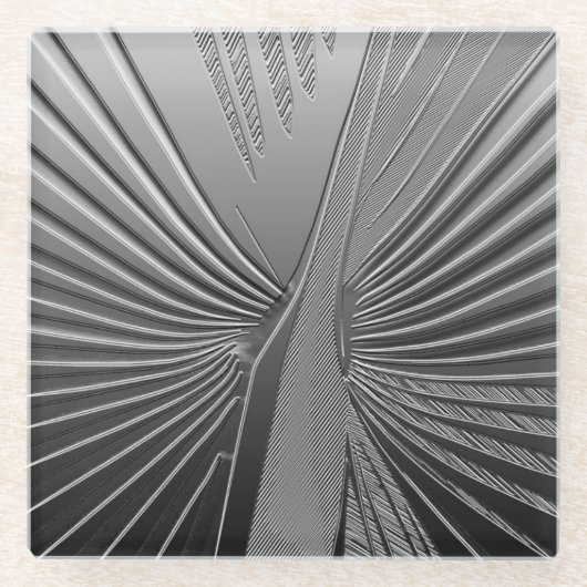 アールデコのクロムシュロの葉 ガラスコースター (正面)