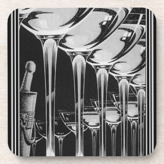 アールデコのシャンペンのガラスコースターは(6)を置きました コースター (正面)