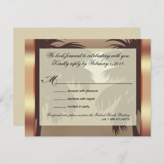 アールデコのシャンペンの氷の金属フェイクな子牛皮紙RSVP 出欠カード (正面/裏面)