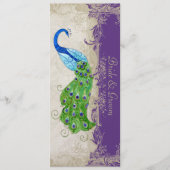 アールデコのスタイルの孔雀紫色nのクリーム色のヴィンテージのレース メニュー (正面)