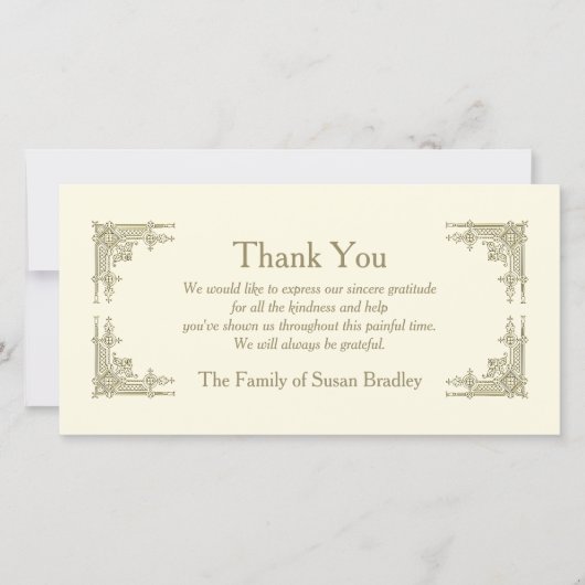 アールデコのスタイル1の悔やみや弔慰は感謝していしています サンキューカード (正面)