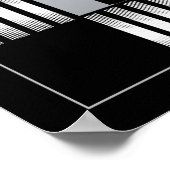 アールデコのストライプ 黒のヴィンテージカフェ ポスター (角)