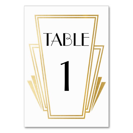 アールデコのテーブル数20s金ゴールドの白い結婚式 テーブルナンバー (裏面)